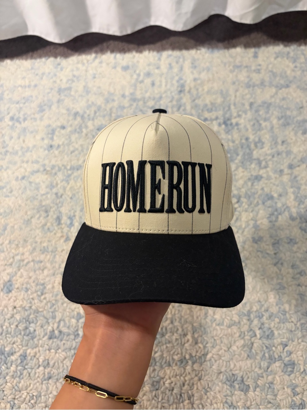 C.C HOME RUN Two-Tone Baseball Cap - Cream and Black